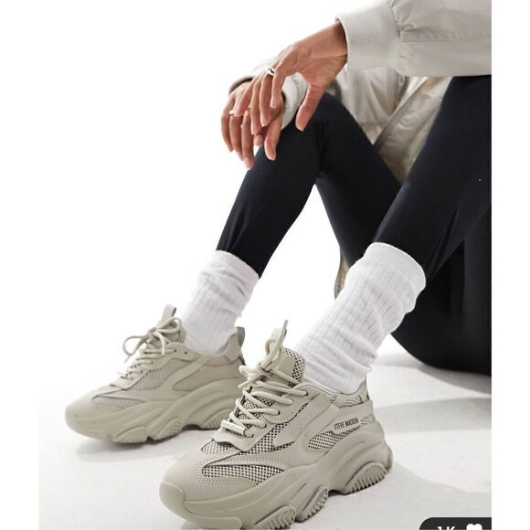 Steve Madden Possession trainers in Greige sneakers 6.5 - Picture 1 of 9
